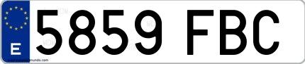 Ejemplo de matrícula española 5859 FBC