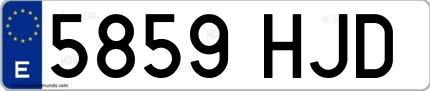 Ejemplo de matrícula española 5859 HJD