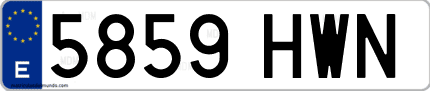 Ejemplo de matrícula de coche ordinaria 5859 HWN