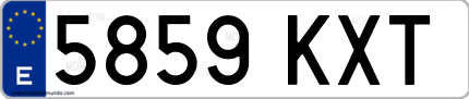Ejemplo de matrícula de coche ordinaria 5859 KXT
