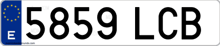 Ejemplo de matrícula de coche ordinaria 5859 LCB