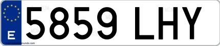 Ejemplo de matrícula española 5859 LHY