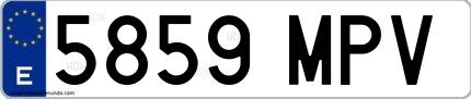 Ejemplo de matrícula española 5859 MPV