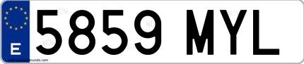 Ejemplo de matrícula española 5859 MYL