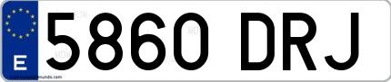 Ejemplo de matrícula española 5860 DRJ