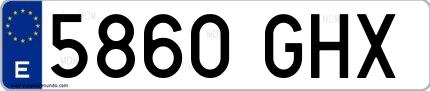 Ejemplo de matrícula española 5860 GHX