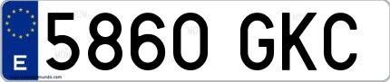 Ejemplo de matrícula española 5860 GKC