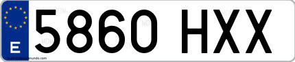 Ejemplo de matrícula española 5860 HXX