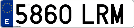 Ejemplo de matrícula de coche ordinaria 5860 LRM