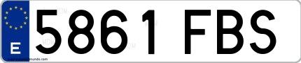 Ejemplo de matrícula española 5861 FBS