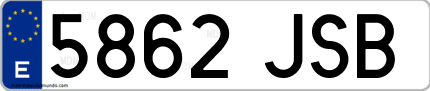 Ejemplo de matrícula de coche ordinaria 5862 JSB