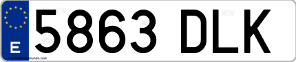 Ejemplo de matrícula de coche ordinaria 5863 DLK