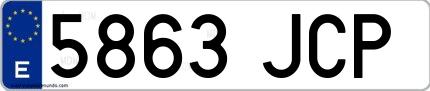 Ejemplo de matrícula española 5863 JCP
