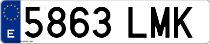 Ejemplo de matrícula de coche ordinaria 5863 LMK