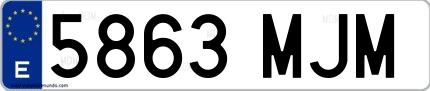 Ejemplo de matrícula española 5863 MJM