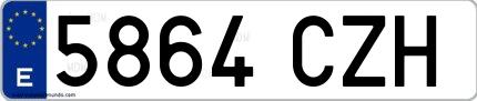Ejemplo de matrícula española 5864 CZH