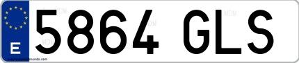 Ejemplo de matrícula española 5864 GLS
