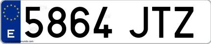 Ejemplo de matrícula española 5864 JTZ