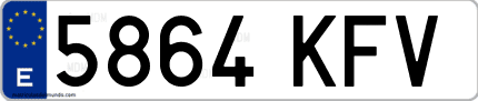 Ejemplo de matrícula de coche ordinaria 5864 KFV