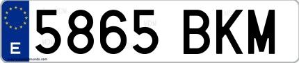 Ejemplo de matrícula española 5865 BKM