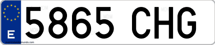 Ejemplo de matrícula de coche ordinaria 5865 CHG