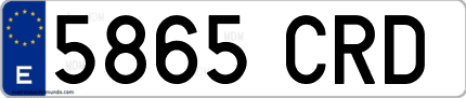Ejemplo de matrícula de coche ordinaria 5865 CRD