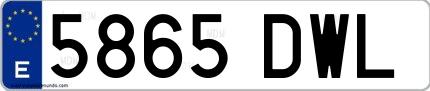 Ejemplo de matrícula española 5865 DWL