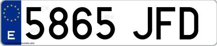 Ejemplo de matrícula española 5865 JFD