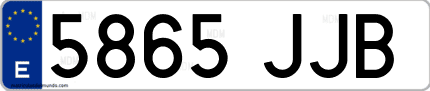 Ejemplo de matrícula de coche ordinaria 5865 JJB