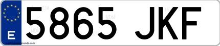 Ejemplo de matrícula española 5865 JKF