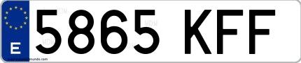 Ejemplo de matrícula española 5865 KFF