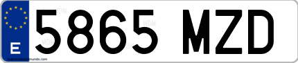 Ejemplo de matrícula de coche ordinaria 5865 MZD