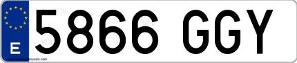 Ejemplo de matrícula de coche ordinaria 5866 GGY