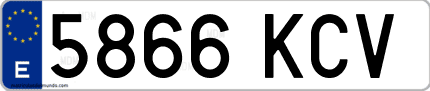 Ejemplo de matrícula de coche ordinaria 5866 KCV