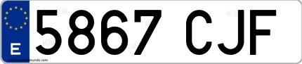 Ejemplo de matrícula española 5867 CJF