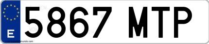 Ejemplo de matrícula española 5867 MTP