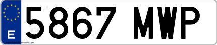 Ejemplo de matrícula de coche ordinaria 5867 MWP