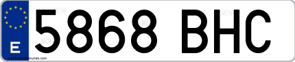 Ejemplo de matrícula de coche ordinaria 5868 BHC