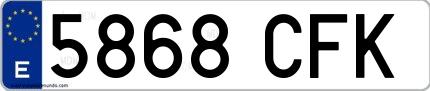 Ejemplo de matrícula española 5868 CFK