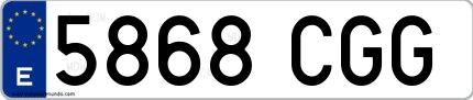 Ejemplo de matrícula española 5868 CGG