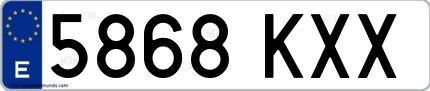 Ejemplo de matrícula española 5868 KXX