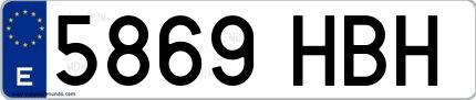 Ejemplo de matrícula española 5869 HBH