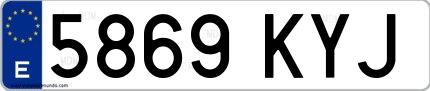 Ejemplo de matrícula española 5869 KYJ