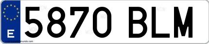 Ejemplo de matrícula española 5870 BLM