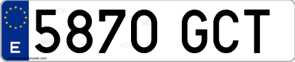 Ejemplo de matrícula de coche ordinaria 5870 GCT