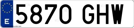 Ejemplo de matrícula española 5870 GHW