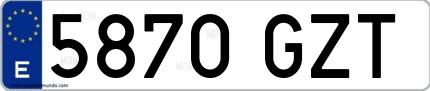 Ejemplo de matrícula española 5870 GZT