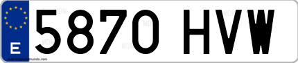 Ejemplo de matrícula de coche ordinaria 5870 HVW