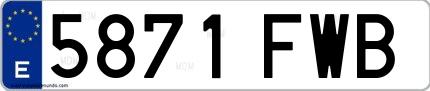 Ejemplo de matrícula española 5871 FWB