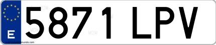 Ejemplo de matrícula española 5871 LPV